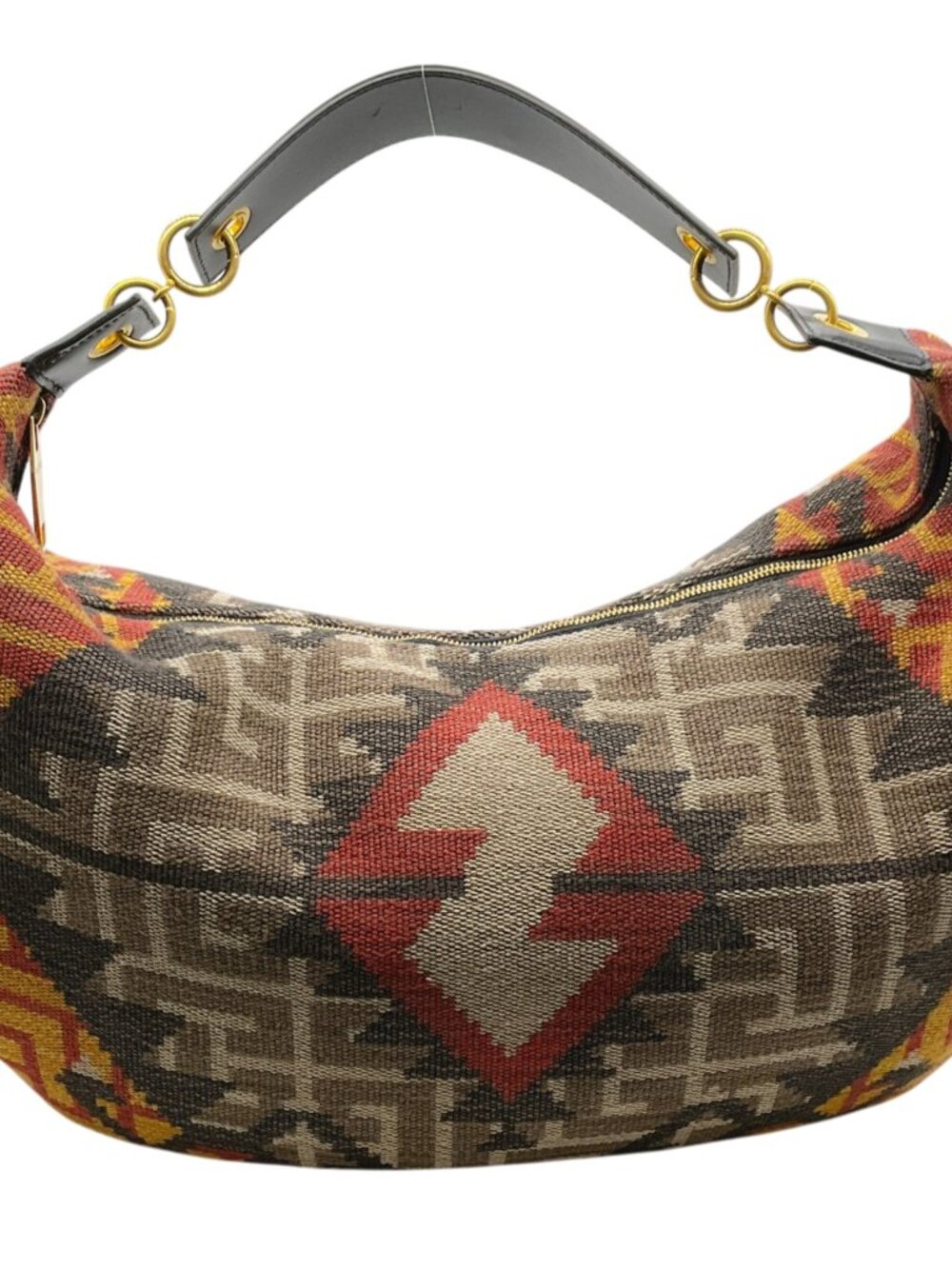 Balmain Red Multi Monogram Tapestry Shoulder Bag